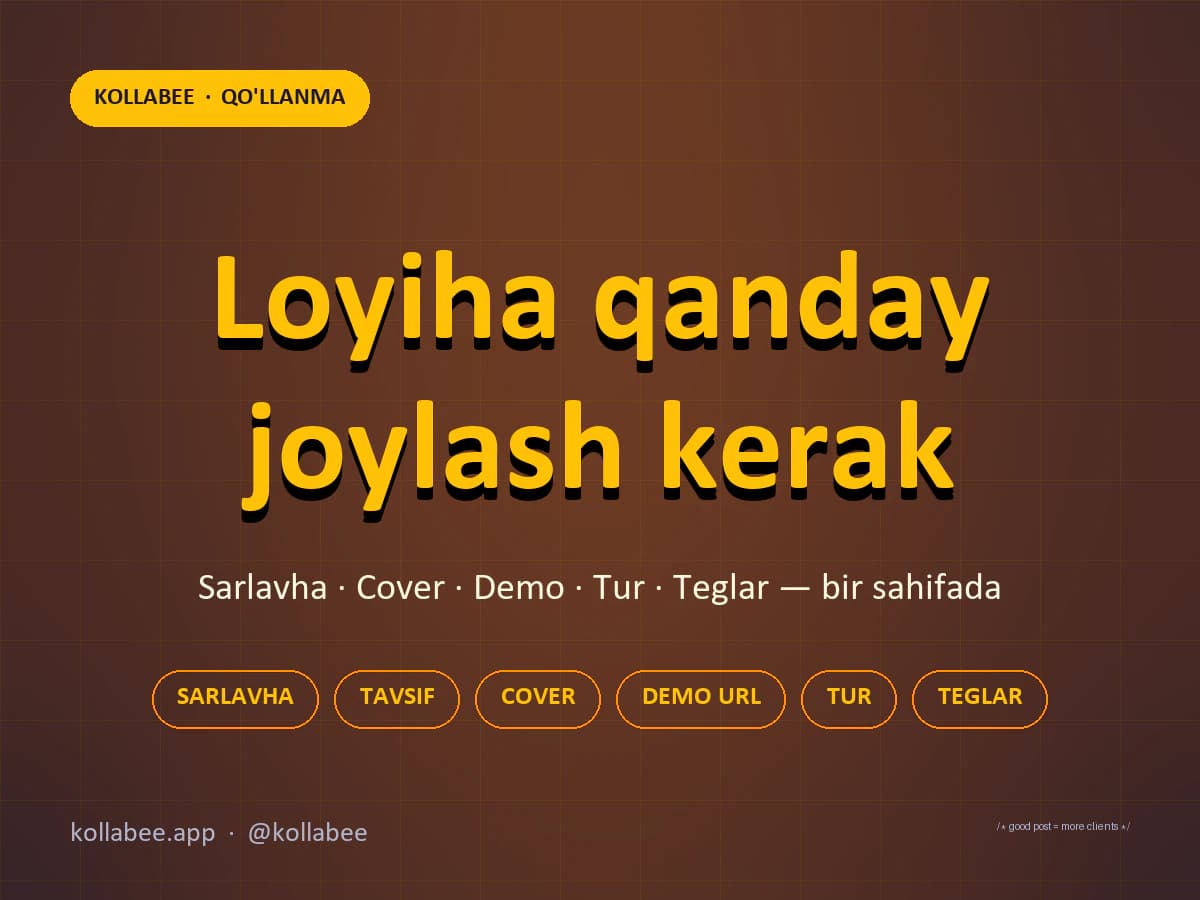 Loyiha qanday joylash kerak — Kollabee qo'llanmasi